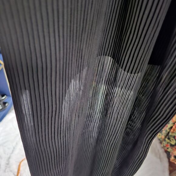 Black Sheer Mini Accordion Pleat Mini Skirt & Sheer Maxi Overlay Skirt Goth Punk - Picture 2 of 9